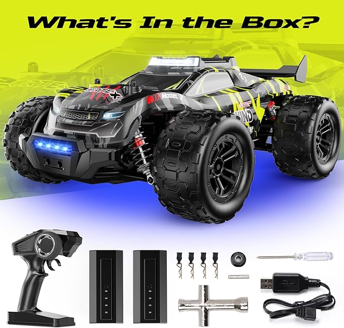DEERC 1/14 Fast Brushless RC Car for Adults, 43 MPH High Speed 4x4 Off-Road RC Truck, Waterproof Monster Truggy, All Terrain Remote Control Drift Car for Boys 8-12, 2 Batteries, 3S Lipo Compatible