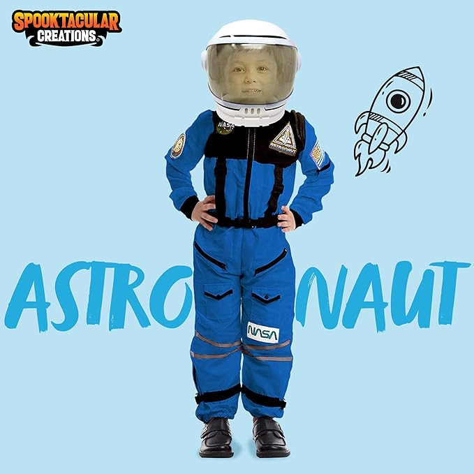 Spooktacular Creations Astronaut Costume with Helmet, Space Suit for Toddler, Kids Astronaut Halloween Costume for Cosplay