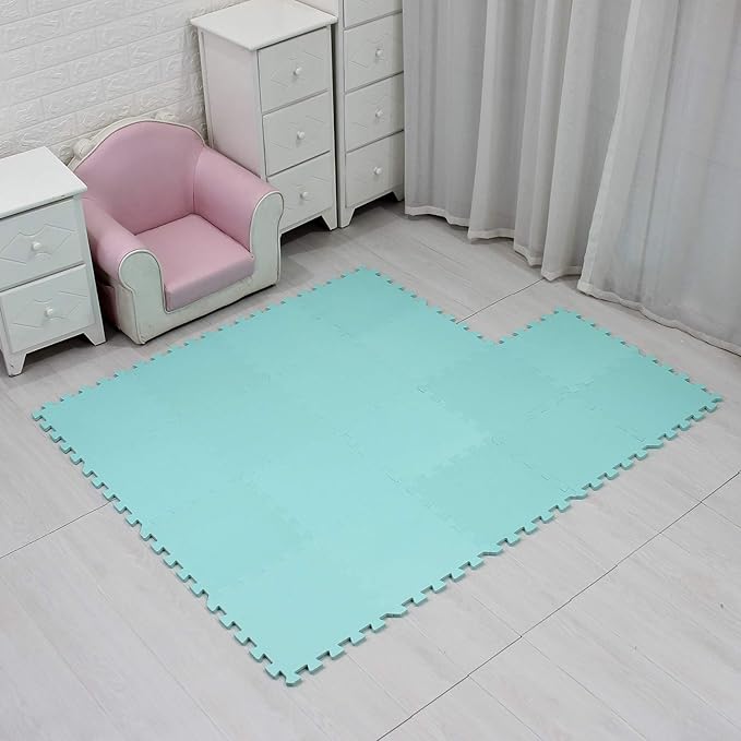 MQIAOHAM® 18 Pieces Puzzle Play Mats, Soft Baby Play Mat, Kids Interlocking Foam Floor Tiles, Toddlers Carpet Playmats G301018-108