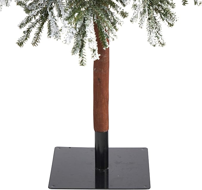 Nearly Natural 9ft. Flocked Grand Alpine Artificial Christmas Tree with 600 Clear Lights and 1183 Bendable Branches on Natural Trunk