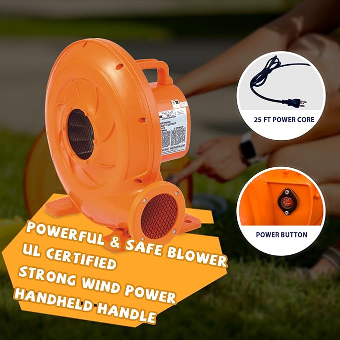 ACTION AIR Bounce House, Inflatable Bounce House with Air Blower, Bouncy Castle with Durable Sewn and Extra Thick, Family Backyard Jump House, Great Gift for Kids