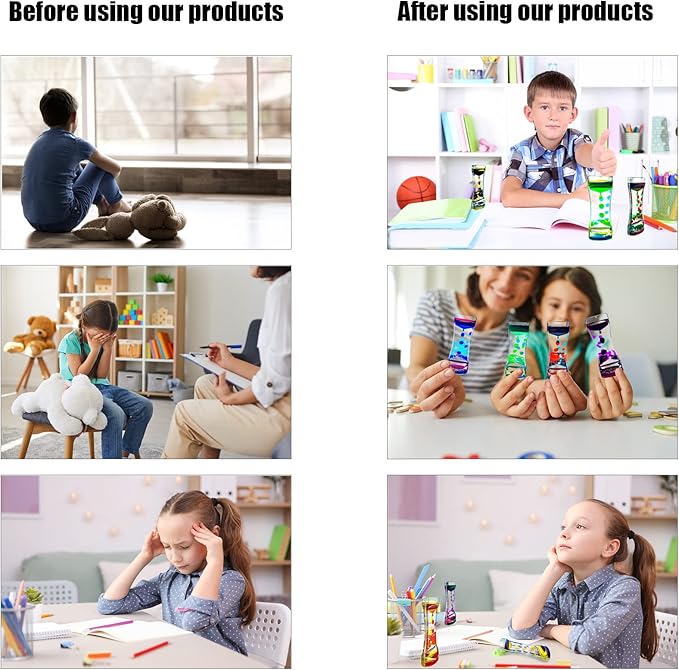 Liquid Motion Bubbler for Kids and Adults Pack of 8 Great Rainbow Series Liquid Bubbler Timer Sensory Fidget Relaxation Stress Relief and Anxiety Relief Relaxing Autism