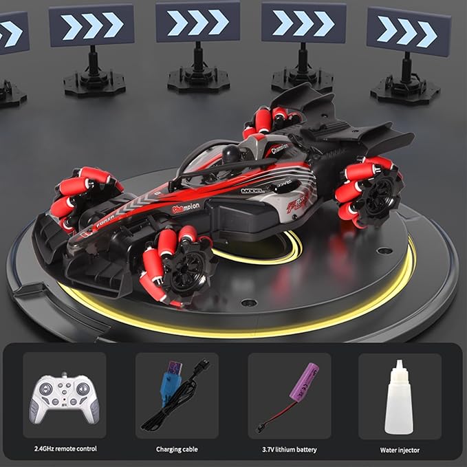 2.4GHz Remote Control Car - 360° Spin High-Speed Drift F1 Formula Racing, with Spray, Music & Light, Toy for Kids 8-12 Year Birthday Coolest Best Toy(Red)