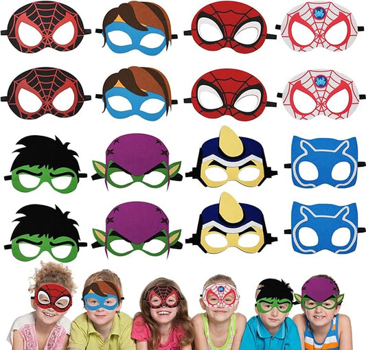 Masks Party Favors for Kids, 16 Packs Supplies for Kids Dress Up Birthday Gift Halloween Cosplay Party Masks Supplies