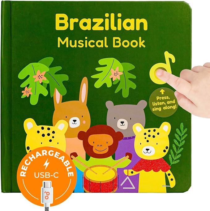 Cali's Books Brazilian Nursery Rhymes Book - Sound Books for Toddlers 1-3 Years Old, Interactive & Educational Music Toys for Bilingual Children with Lyrics & Translations, Musical Kids