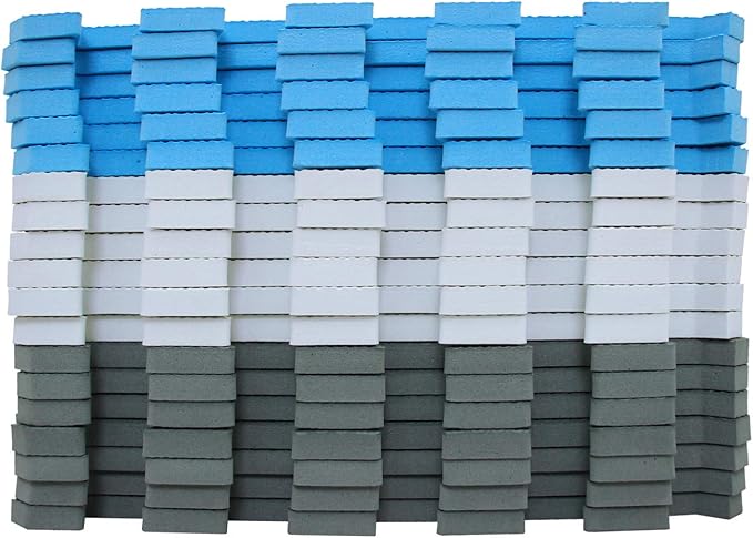 meiqicool Foam Play Mat Thick Soft EVA Interlocking Foam Floor Mats Children Yoga Exercise Multi Jigsaw Puzzle Blocking Board Kids Playmats Play White-Blue-Grey 18 Piece AGL