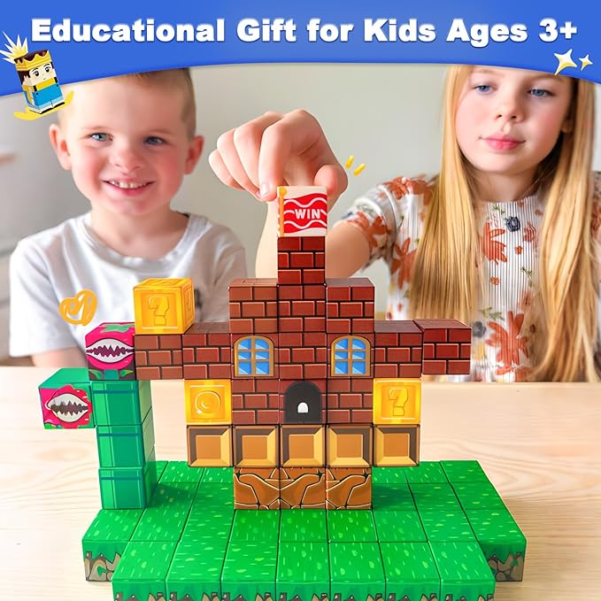 Soyee Magnetic Blocks Building Toys - Build Mine Magnet World Set Toddler Kids Sensory Toys for Boys & Girls Ages 3-5 5-7 8-12, 1'' Magnetic Cubes Game for Boys