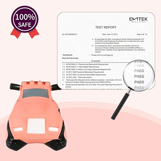 INPANY Bouncy Horse, Pink Car Hopper Toys, Toddler Ride-On Car, Inflatable Kids Hopping Toys, Bouncing Buddies Rubber Bouncer, Outdoor Indoor Birthday Gifts for 2 3 4 Yr Girl Boy