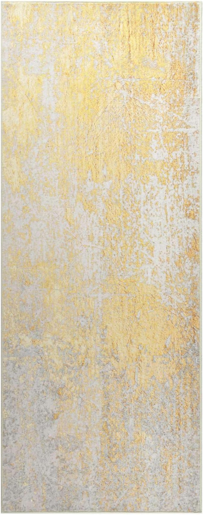 2x6 Rug Runners for Hallways Kitchen Runner Rug Non Slip Washable Long Runner Rugs with Rubber Backing Soft Abstract Carpet Runner for Hallways, Kitchen, Bathroom, Entryway (Orange, Silver & Gray)