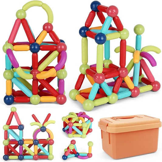 Magnetic Building Blocks Toy, Educational Magnetic Building Sticks, Toddler Toys, Magnet Toy Set, Montessori Toys for Boys Girls, Gift Set for Kid’s Early Educational Learning