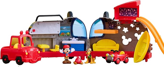 Disney Junior Mickey Mouse Happy Camper Lights and Sounds Playset, 12-Pieces, Bonus Pieces Included, Kids Toys for Ages 3 Up by Just Play