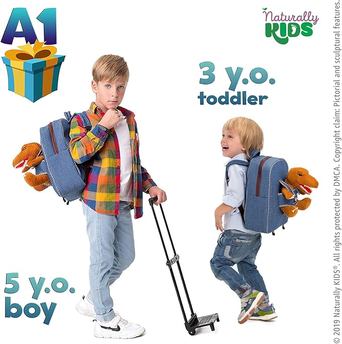 Toddler Luggage for Boys w Dinosaur Toys, Kids Rolling Backpack for Boys, Toddler Suitcase, Gifts for 3 4 5 6 Year Old