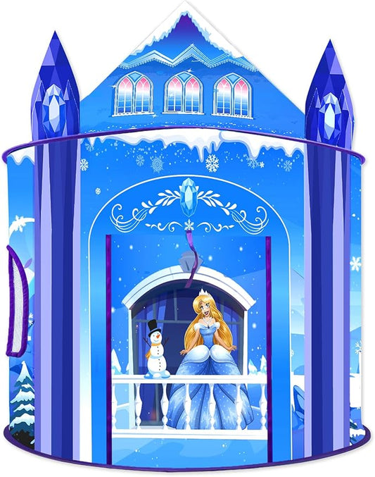 Princess Play Tent for Girls Ice Castle Imaginative Fairy Tale Pretend Game Playhouse Indoor Outdoor Pop Up Kids Tent Toy Gift for Children Toddlers Festival Birthday Party