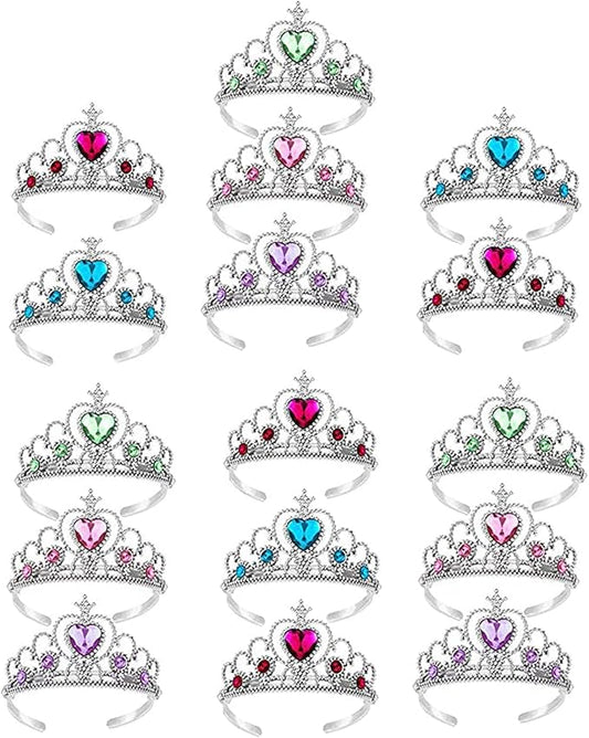 S & E TEACHER'S EDITION 16 Pcs Tiaras Crown Set, Princess Dress Up Costume Birthday Party Favors Accessories Kid Birthday