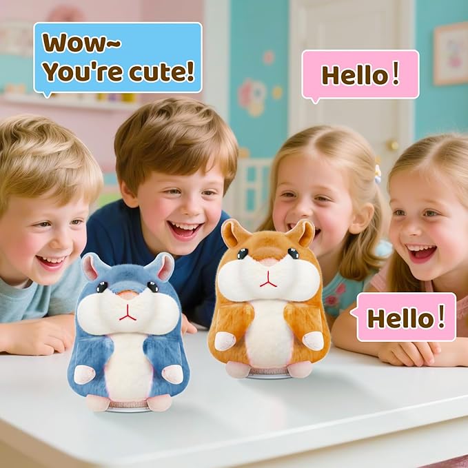 Kids Toddler Toys for Ages 2-4, Talking Hamster Repeats What You Say, Interactive Plush Repeating Toy for 2 3 4 5 6 8 Year Old Boy Girl Birthday Gift (Brown)
