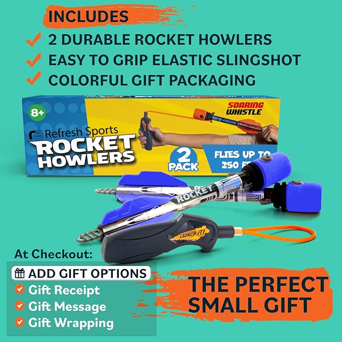 Toy Rocket Launcher for Kids: Best Outdoor Toys Slingshot Rockets Launchers Air Foam Rockets Games for Boys & Girls All Ages. Party Favor Easter Basket Stuffers & Great Gifts for Ages 8 9 10 11 12 +
