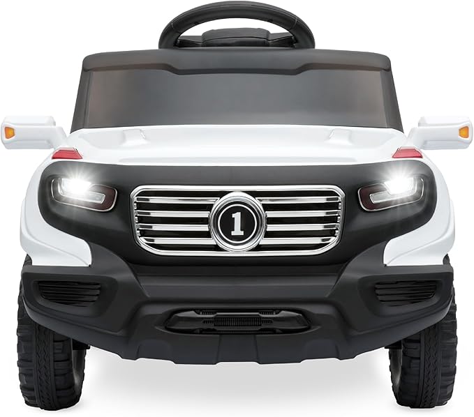 Best Choice Products Kids 6V Ride On Truck w/Parent Remote Control, 3 Speeds, LED Lights, White