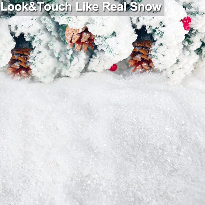 TURNMEON 30 Ounces Fake Artificial Snow Powder Christmas Tree Decorations, Sparkling Dry Plastic Faux Snowflakes for Christmas Decorations Home, Village Displays, Holiday Winter Crafts,Slime Supplies