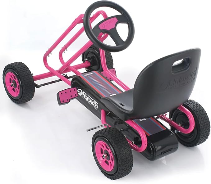 hauck Kids Pedal Go Kart, 4 Wheel Bike Cart, Ages 4-8, Lightning Ride, Pink