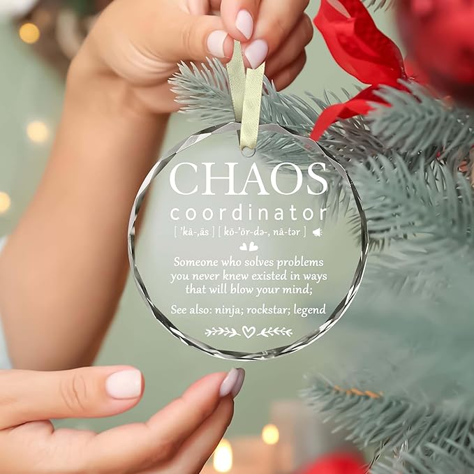 BSQUIELE Chaos Coordinator Ornament - Gifts for Coworker - Thank You Gifts for Women, Boss, Coworker, Teacher, Mom, Office Appreciation Gift - Christmas Decorations - Ceramic Ornament