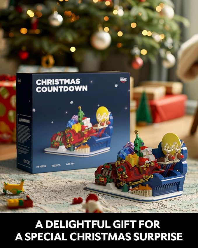 Nifeliz Christmas Countdown Building Set for Adults and Family, Christmas Decoration to Build Together, Holiday Collectible Gift for Home Décor and Office Décor (1022PCS, NF10295)