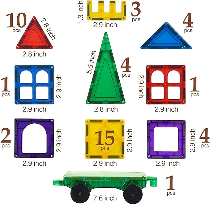 Magnetic Tiles Clear Colors Magnet Blocks for Kids Magnetic Tiles STEM Magnetic Blocks Connect Tiles Activities Magnetic Blocks for Toddlers Girls Boys Magnetic Toys