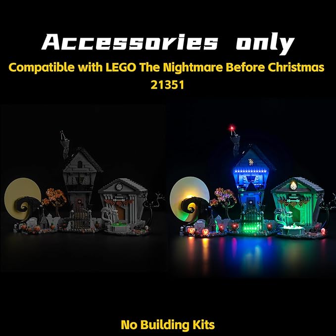 BrickBling LED Light Compatible with Lego Tim Burton's The Nightmare Before Christmas, Creative Lighting Kit Compatible with Lego 21351(No Model) (Classic Version Light)