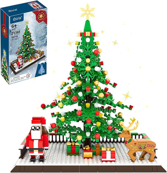 Christmas Tree Building Sets, Christmas Santa Claus and Reindeer Figures Building Blocks Bricks Set, for 6+ Ages Kids, Boys, Girls, Adult 586PCS