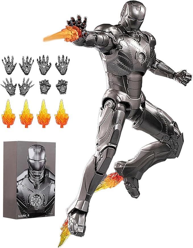 OVONNI 7 Inch MK2Ironman(1/10 Scale) Action Figure,Exquisite Painting Collectible Figure with Lots of Accessories