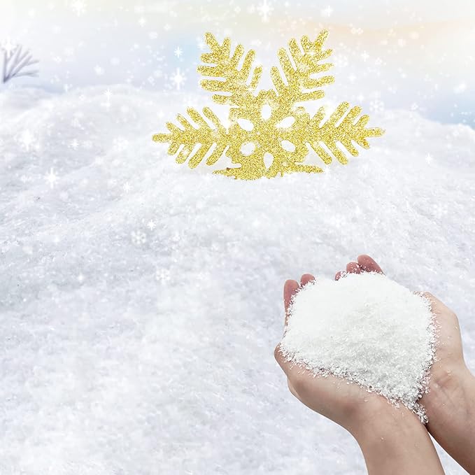 TURNMEON 30 Ounces Fake Artificial Snow Powder Christmas Tree Decorations, Sparkling Dry Plastic Faux Snowflakes for Christmas Decorations Home, Village Displays, Holiday Winter Crafts,Slime Supplies