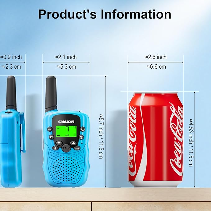 SANJOIN Walkie Talkies for Kids Toys for Boys Girls 4-6, 3 Miles Range Walkie Talkie to Camping, Outdoor 4 Year Old Girl Birthday Gifts for 3 4 5 6 7 Year Old Boy Girl Gifts Age 6-8