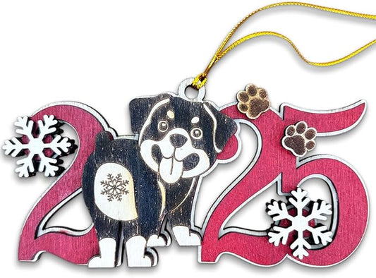 2025 Rottweiler Christmas Ornament – Wooden Dog Ornament for Tree, Cute Puppy Holiday Decoration, Personalized Pet Lover Gift for Women, Men, Kids, Dog Mom & Dad