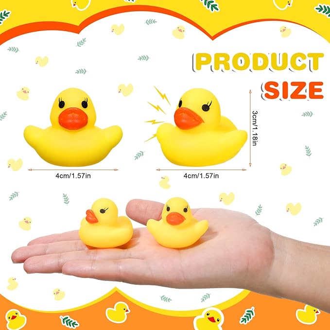 1500 Pcs Mini Rubber Ducks in Bulk Bath Toy Squeak Tiny Ducks for Kids Bathtub Shower Birthday Favors Party Decoration Gift, 1.57 x 1.57 x 1.18 Inches
