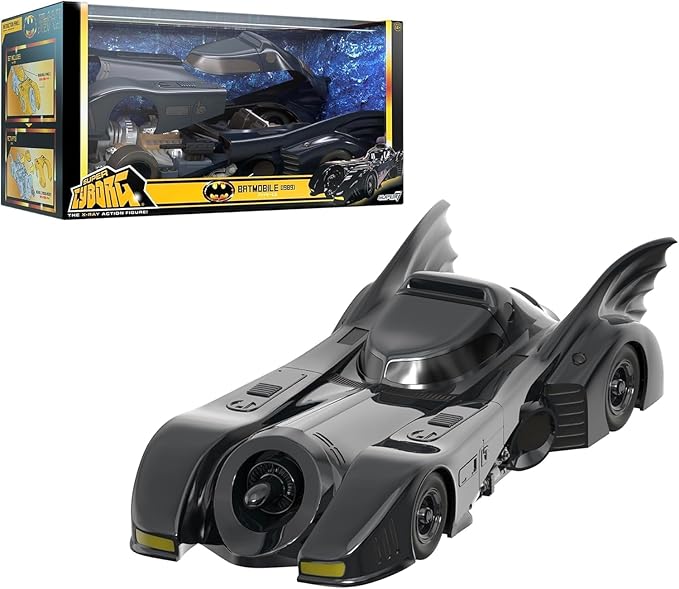 Super7 Super Cyborg Batman Batmobile 1989 (Full Color) - 13" Batman Action Figure Vehicle Classic Movie Collectibles and Retro Toys