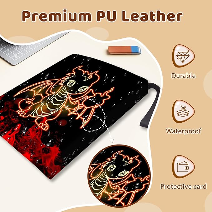 900 Pocket Trading Card Storage Album, Card Binder with 50 Durable 9-Pocket Pages, Pterosaur Dragon Design on Pocket Card Packs, Thanksgiving Christmas Gifts for Collector's Album