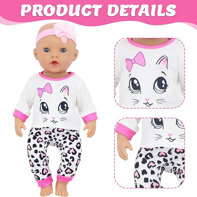 4 Sets Baby Doll Clothes for 14-18 Inch Dolls, 16 Inch Baby Doll Fashion Clothes Dresses and Accessories Outfits for New Born Baby Dolls(No Doll)