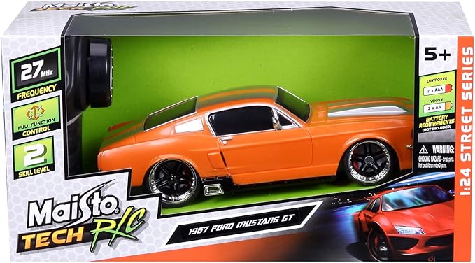 Maisto Tech R/C 1:24 Scale 2.4 GHz 1967 Ford Mustang GT, Metallic Orange