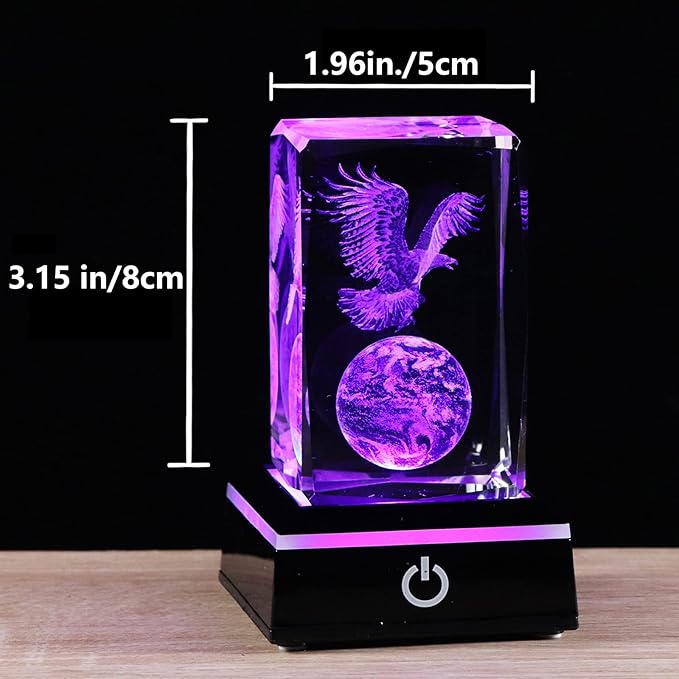 3D Crystals Eagle Gifts Decor Glass Figurine Eagle Stuff for Room Birthday for Best Friend Lovers Keepsake Paperweight
