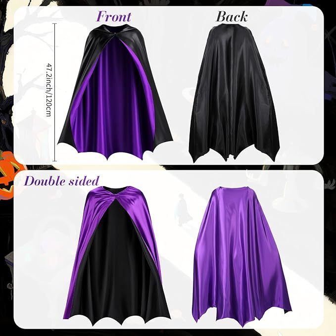 Haysandy Bat Cape Costume Unisex Reversible Satin Capes for Women for Halloween Hero Party Vampires Cosplay Costume