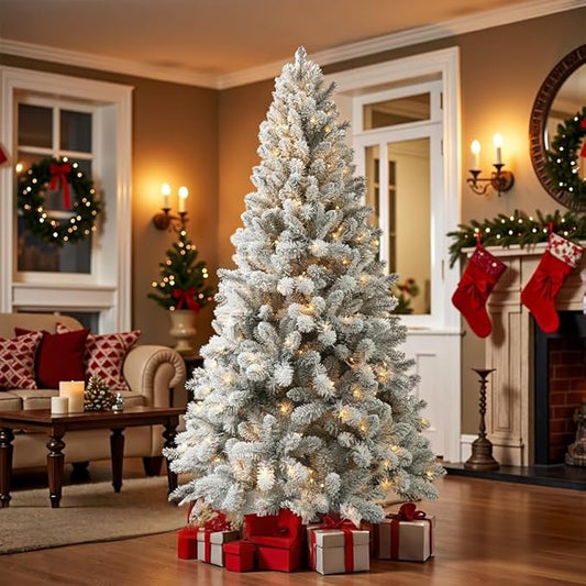 CHILLSUN Pre-Lit Artificial Christmas Tree with Lights 6ft, Holiday Party Decorations Indoor with 874 Branch Tips and 250 Warm Lightsm, Easy Assembly, Metal Reinforced Base