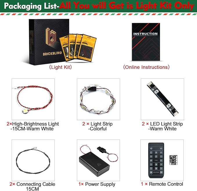 BrickBling LED Light Compatible with Lego Gingerbread at-at Walker, Holiday Décor Lights Compatible with Lego 40806, Christmas Lighting Kit-Excluding Model (RC Version Light)