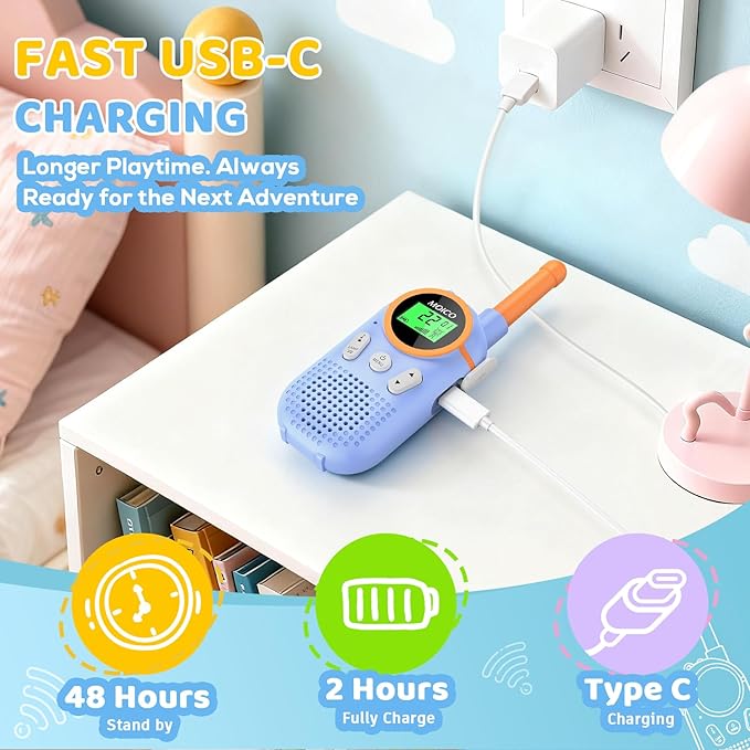 MOICO Toys for 3-12 Year Old Boys Girls,Rechargeable Long Range Walkie Talkies for Kids with 22 Channels,3 4 5 6 7 8 Year Old Kids Gift, Perfect for Outdoor Camping,Hiking,Christmas and Birthday