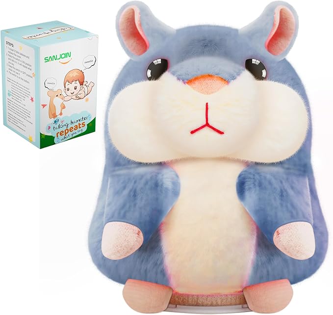 Kids Toddler Toys for Ages 2-4, Talking Hamster Repeats What You Say, Interactive Plush Repeating Toy for 2 3 4 5 6 8 Year Old Boy Girl Birthday Gift (Gray)