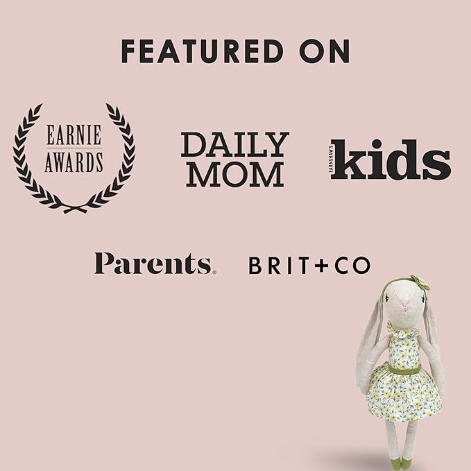 MON AMI Daisy The Bunny Stuffed Animal Doll – 13”, Rabbit Plush Animal Doll, Use as Toy or Room Decor, Great Easter for Kids of All Ages