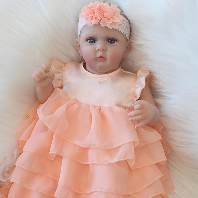 Realistic Reborn Baby Dolls-18 Inch Real Life Baby Dolls Girl Lifelike Baby Doll with Accessories for 3+ Years Old (Orange)