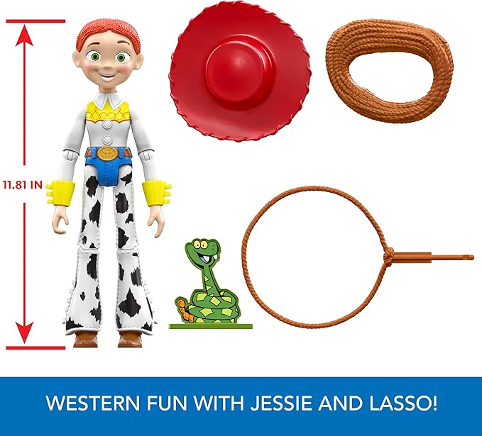 Mattel Disney and Pixar Toy Story Launching Lasso Action Figure & Accessories Set with 12-inch Jessie Collectible Toy, 'Rope' Launcher, Lasso & Snake