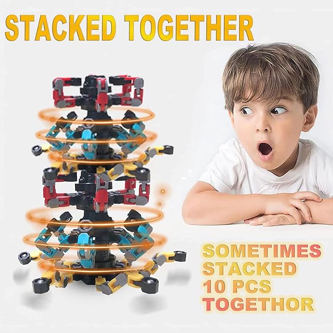16Pc Fingertip Gyro Fingertip Mechanical Top DIY Deformation Robot Metal Transformable Gyro Spinners Finger Chain Robot Toy Changeable Face Fidget Spinners Octopus ADD ADHD Astium for Kids Adults