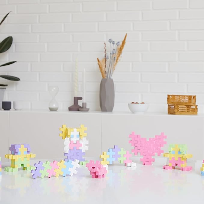 PLUS PLUS Big – Open Play Tube – 15 Piece Pastel Color Mix – Construction Building STEM/STEAM Toy, Interlocking Large Puzzle Blocks for Toddlers and Preschool