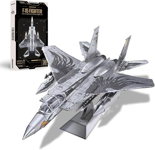 Piececool 3D Puzzles for Adults, American F-15 Fighter Metal Airplane Kit to Build, DIY Assembly Plane Model, Best Gifts for Military Enthusiasts, Desk Decor