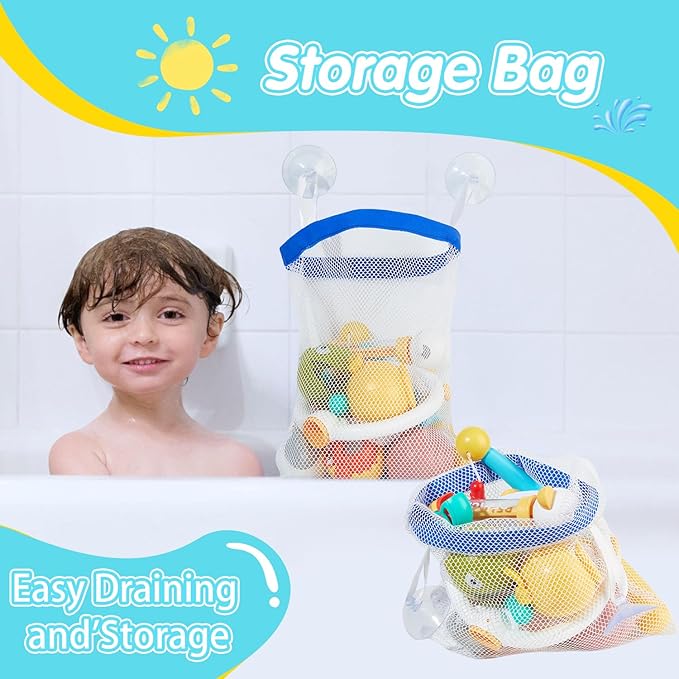 Bath Toys for Kids Ages 1-3 - Water Table Toys Set Magnetic Fishing Toy with Fishing Rod, Spinning Octopus & 2 Balls, Fishing net and Storage Bag, Fishing Games Water Pool Toys for Toddlers 1-3